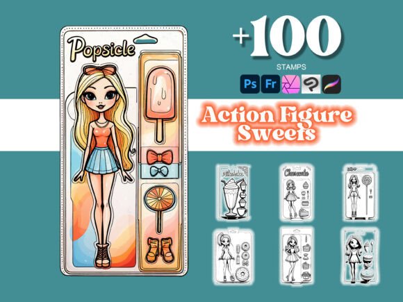 100 Action Figures Sweets Photoshop: Enhancing Digital Art with Premium Brushes