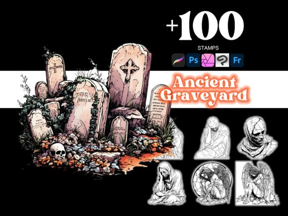 100 Ancient Graveyard Procreate: Unleash Dark Creativity with a Unique Brush Collection