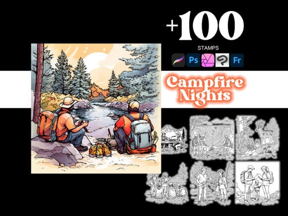 100 Campfire Nights Procreate: Bringing Warmth and Detail to Your Digital Art