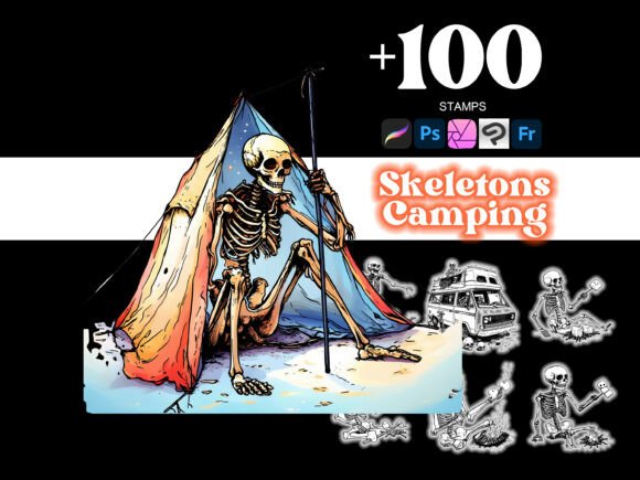 100 Camping Skeletons Procreate: Creative Tools for Digital Artists
