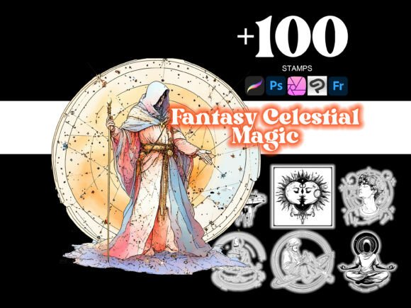 100 Celestial Magic Procreate: Elevate Your Digital Art with Cosmic Creativity