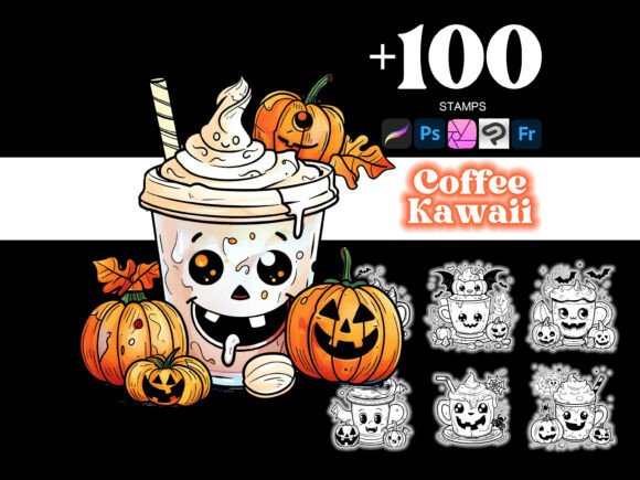 100 Coffee Halloween Procreate Brushes