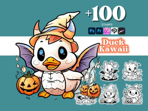 100 Duck Halloween Photoshop Brushes: Elevating Digital Art with Creative Versatility
