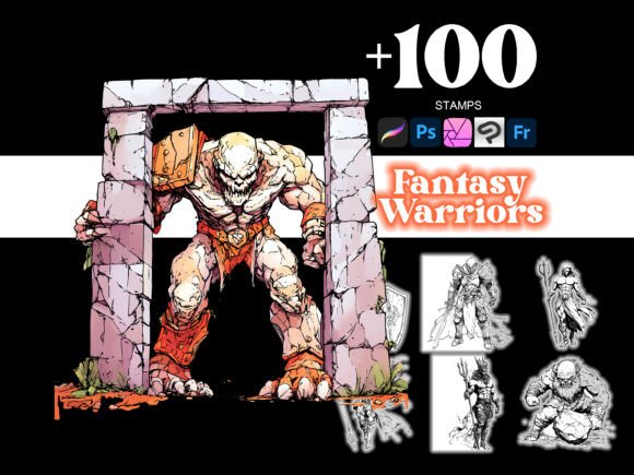 100 Fantasy Warriors Procreate Brushes for iPad Artists