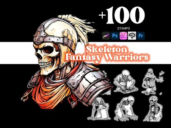 100 Fantasy Warriors Skeleton Procreate