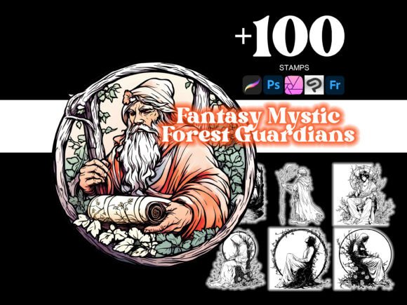 100 Mystic Forest Guardians for Procreate