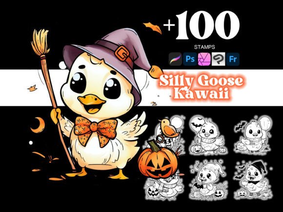 100 Silly Goose Halloween Procreate: Elevate Your Digital Art with Kawaii Halloween Magic