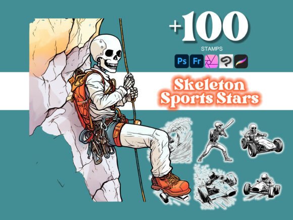 100 Sports Stars Skeletons Photoshop Brushes: A Creative Tool for Digital Artists