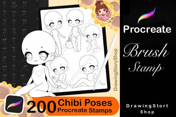 200 Base Chibi Procreate Pose Stamps: A Practical Resource for Digital Artists