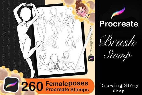 260 Base Procreate Female Pose Stamps