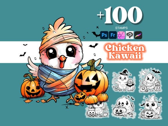 Elevate Your Halloween Art with 100 Chicken Halloween Photoshop Brushes
