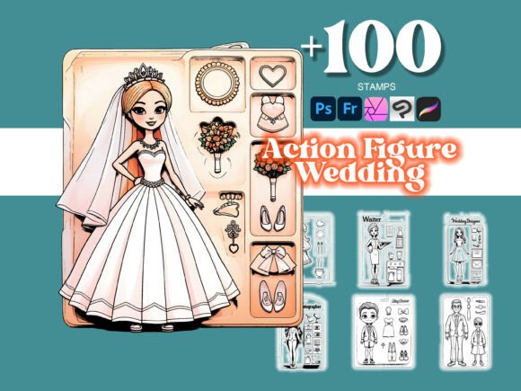 Elevate Your Wedding Designs with 100 Action Figures Wedding Photoshop Brushes