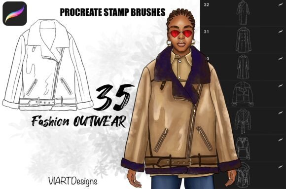 Fashion Outwear Stamps for Procreate: Enhancing Creativity with 35 Hand-Drawn Brushes