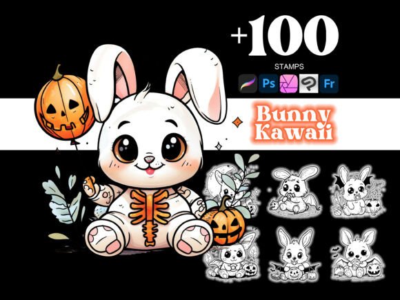 Transform Your Art with the 100 Bunny Halloween Procreate Collection