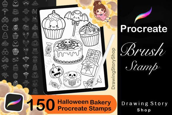 Unlock Your Halloween Creativity with 150 Procreate Halloween Bakery Stamps